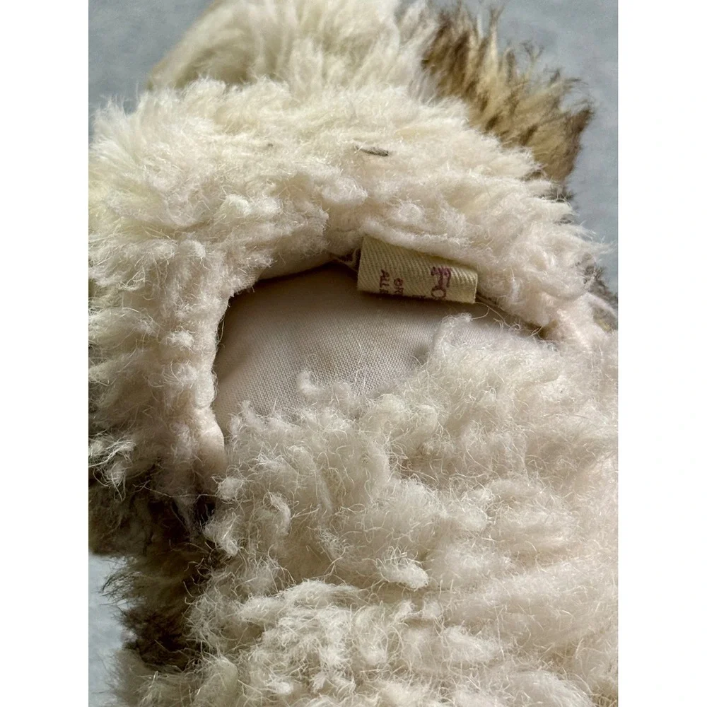 Folkmanis Wolf Plush Stuffed Animal Hand Puppet Blue Eyes Brown Cream Faux Fur